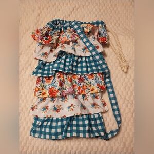 Laundry Bag Floral and Gingham Ruffle